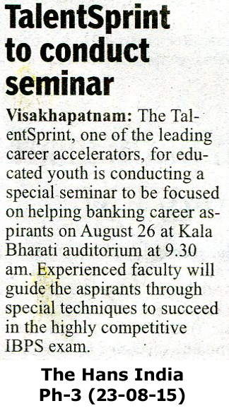Seminar for Bank Job Aspirants in Visakhapatnam on Aug 26